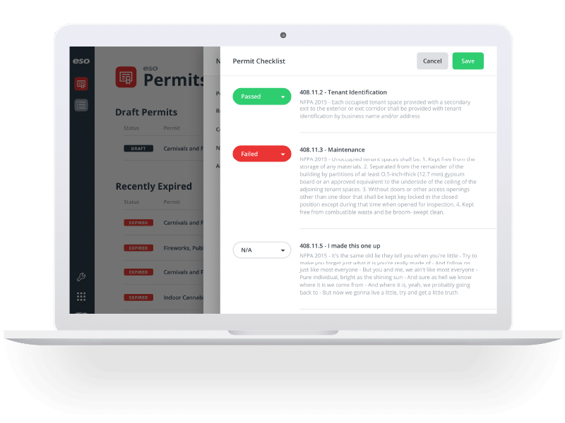 Permit Checklist documentation for ESO Permits.